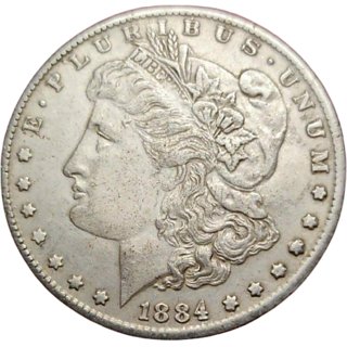 one doller unc silver coin 1884