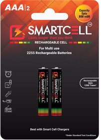 Smartcell AAA Ni-MH Rechargeable Battery 800mAH Pack of 2