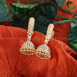 Vighnaharta Traditional wear south screw back 1gm Gold plated alloy jhumki Bali Earring for women and Girls