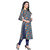 BLANCORA Women Floral Print Keyhole Neck Straight Kurta