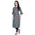 BLANCORA Women Floral Print Keyhole Neck Straight Kurta