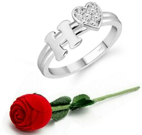 VFJ cz alloy Rhodium plated Valentine collection Initial