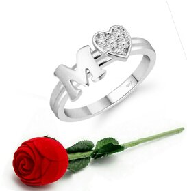 VFJ cz alloy Rhodium plated Valentine collection Initial