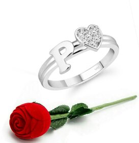 VFJ cz alloy Rhodium plated Valentine collection Initial