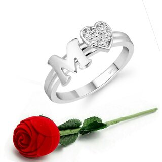VFJ cz alloy Rhodium plated Valentine collection Initial