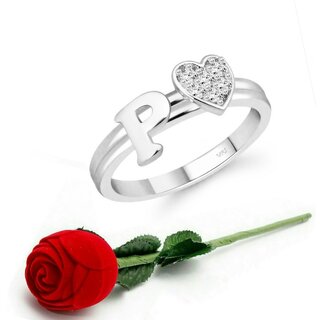 VFJ cz alloy Rhodium plated Valentine collection Initial