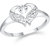 VFJ Cute Mayur Heart CZ Rhodium Plated Ring   with Scented Velvet Rose Ring Box