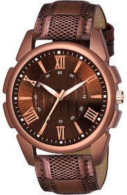 HRV Men's Round Dial Brown Strap Analog Watch