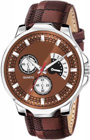 HRV Men's Round Dial Brown Strap Analog Watch