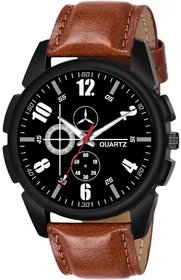 HRV Men's Round Dial Brown Strap Analog Watch