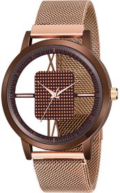HRV Men's Round Dial Rose Gold Strap Analog Watch