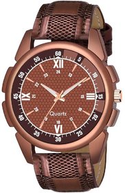 HRV Men's Round Dial Brown Strap Analog Watch