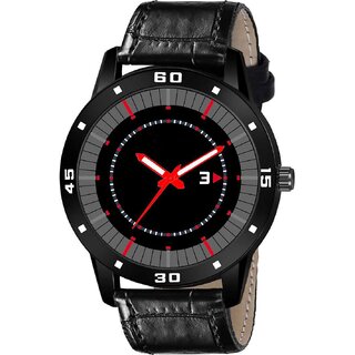 HRV Men's Round Dial Black Strap Analog Watch