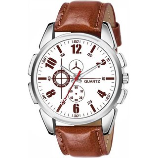 HRV Men's Round Dial Brown Strap Analog Watch