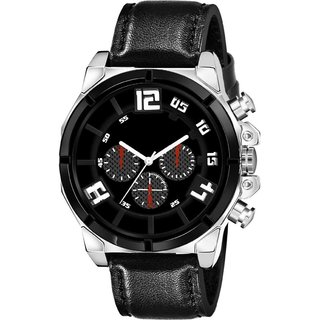 HRV Men's Round Dial Black Strap Analog Watch