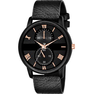 HRV Men's Round Dial Black Strap Analog Watch