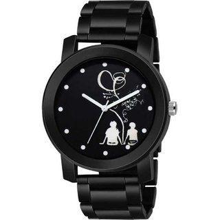 HRV Men's Round Dial Black Strap Analog Watch