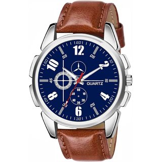 HRV Men's Round Dial Brown Strap Analog Watch
