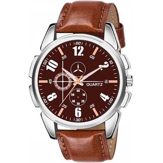 HRV Men's Round Dial Brown Strap Analog Watch