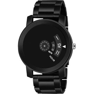 HRV Men's Round Dial Black Strap Analog Watch