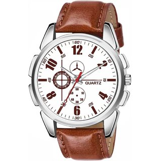 HRV Men's Round Dial Brown Strap Analog Watch