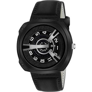 HRV Men's Round Dial Black Strap Analog Watch