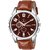 HRV Men's Round Dial Brown Strap Analog Watch