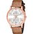 HRV Men's Round Dial Rose Gold Strap Analog Watch