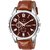 HRV Men's Round Dial Brown Strap Analog Watch