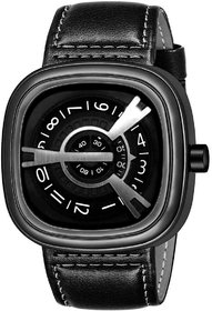 HRV Men's Round Dial Black Strap Analog Watch