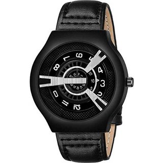 HRV Men's Round Dial Black Strap Analog Watch
