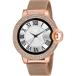 HRV Men's Round Dial Rose Gold Strap Analog Watch