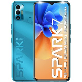 Tecno Spark 7 (Morpheus Blue, 2GB RAM, 32 GB Storage) - 6000mAh Battery16 MP Dual Camera 6.52 Dot Notch Display