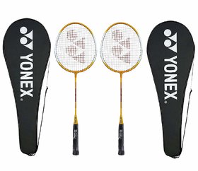 Yonex GR 303 Aluminium Blend Badminton Racquet with Full Cover (Yellow), Pack of 2PC