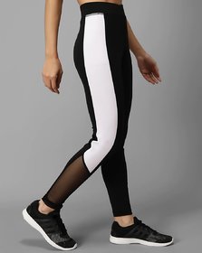 Stretchable Women's / Girl's Side White Panel with Net  Legging Tight's  Gym Wear Yoga Wear Sport's Wear