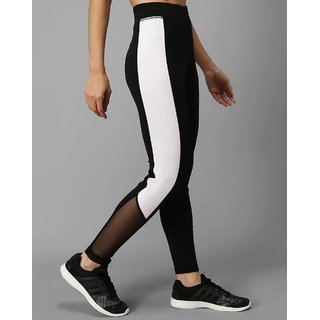Stretchable Women's / Girl's Side White Panel with Net  Legging Tight's  Gym Wear Yoga Wear Sport's Wear