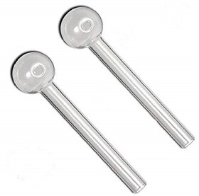Farman Handicraft Glass Oil Burner Pipe Transparent, 5 Inch (White) -Pack of 4