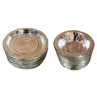 Ukal Disposable Paper Pattal Dona Plate Set (50Pcs Dona 50Pcs Plate) Dona (4.5-Inch) Plate (7inch)
