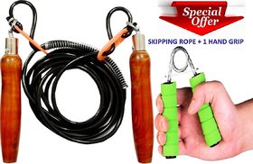 SUPER COMBO ADJUSTABLE WODDEN HANDELSKIPPING ROPE + 1 HAND GRIP