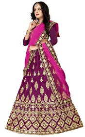 Deep Fashion Women's Embroidered Silk Semi stitched Lehenga Choli with Dupatta(Free size)-(Light Pink)