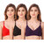 Fasense Women's Cotton Solid Color Wire Free Non Padded Bra (Pack of 3)