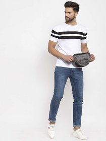 Tshirt Company Mens Black Striped 100% Cotton Round Neck T-Shirt