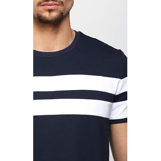 Tshirt Company Mens Black Striped 100% Cotton Round Neck T-Shirt