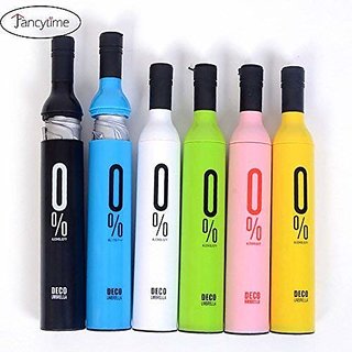 KUSHAHU Random Color Wine Bottle 110 cm Travel Umbrella/Folding Portable Umbrella with Plastic Case/Wine Bottle Umbrella