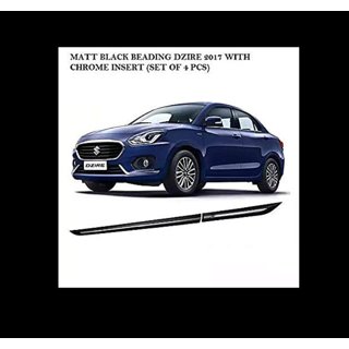 Side Door Beading For Maruti DZIRE 2017 New Latest Model (Black With Chrome Lining)