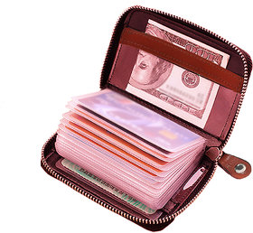 Hide & Sleek RFID Protected Genuine Leather Credit Card Holder Zipper Clouser