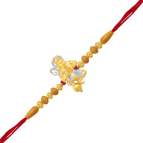 Vighnaharta Jai Hanuman Gold and Rhodium Plated Alloy Rakhi for Lovely Brother - [VFJ1040RKG]