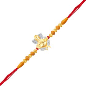 Vighnaharta Shurpkarna Ganesha CZ Gold and Rhodium Plated Alloy Rakhi for Lovely Brothers - [VFJ1084RKG]