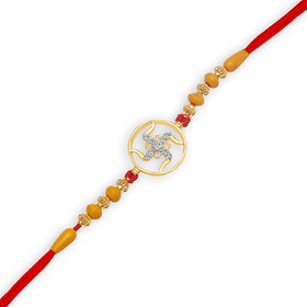 Vighnaharta Gold and Rhodium Plated Alloy Rakhi for Lovely Brothers - [VFJ10009RKG]