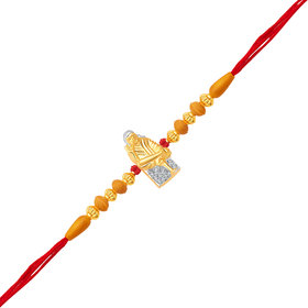 Vighnaharta Shri Sai Gold and Rhodium Plated CZ Rakhi - [VFJ1012RKG]